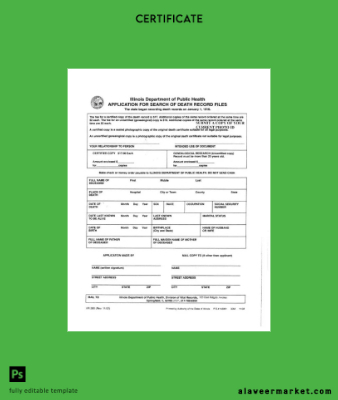 USA Illinois Department of public Sağlık death Sertifika