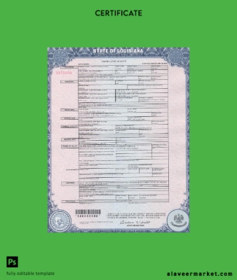 USA Louisiana death cert