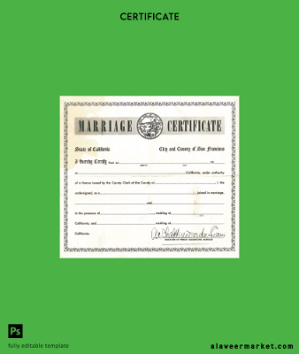 USA Marriage registry of California marriage Sertifika