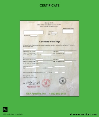 USA Miami-Dade county of Kimlik Kartı marriage Sertifika