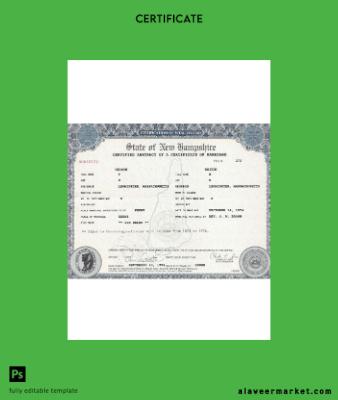 USA Yeni Hampshire cerificate of marriage