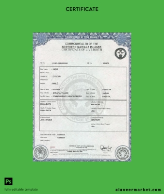USA Northern Mariana Islands birth cert