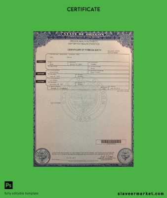 USA Oregon birth cert