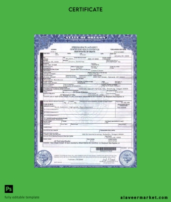 USA Oregon death cert