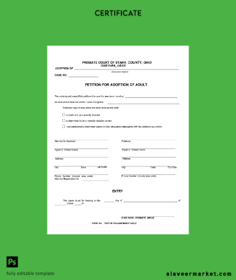 USA Probate court of Stark adoption Sertifika