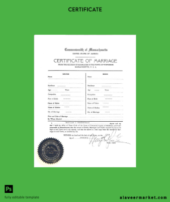 USA The records of Massachusetts in the Townsend marriage Sertifika
