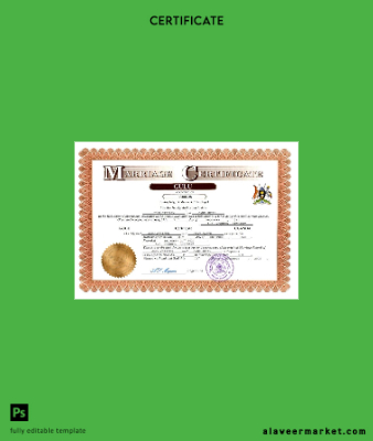 Uganda marriage Sertifika Word and PDF Şablon