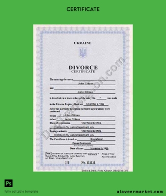 Ukrayna Vital records office divorce Sertifika