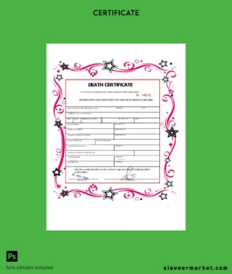 United Kingdom General Registry office death Sertifika