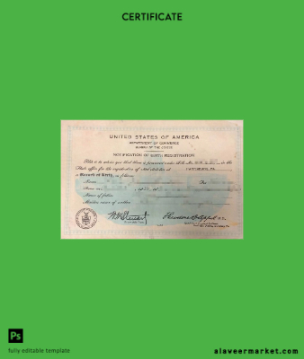 United States Department of commerce birth Sertifika