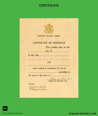 United States Army Sertifika of marriage