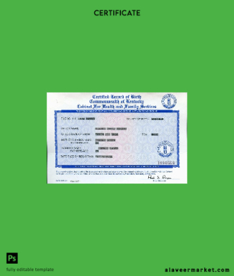 United States Commonwealth of Kentucky birth Sertifika