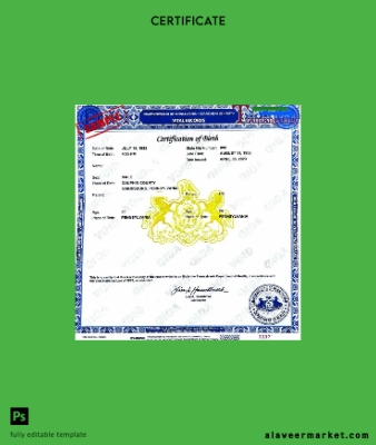 United States Commonwealth of Pennsylvania Sertifika of birth