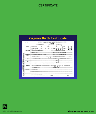 United States Department of Sağlık of Virginia birth Sertifika