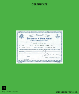 United States Department of State Foreign Service of USA birth Sertifika