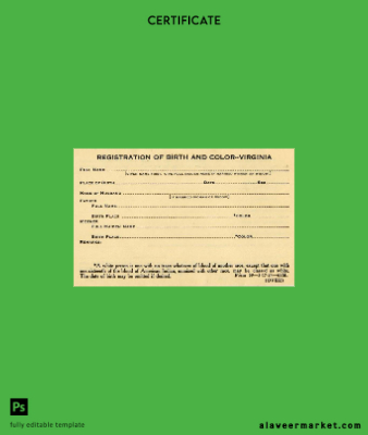 United States Office of vital records of Virginia birth Sertifika of birth
