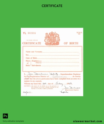 United States Registration District of Birmingham birth Sertifika