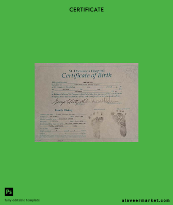 United States St. Dominic's hospital birth Sertifika