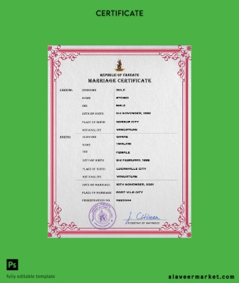 Vanuatu marriage Sertifika PSD