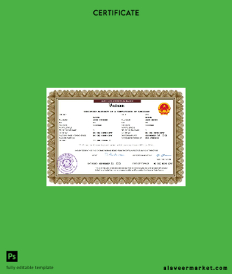 Vietnam marriage Sertifika Word and PDF Şablon