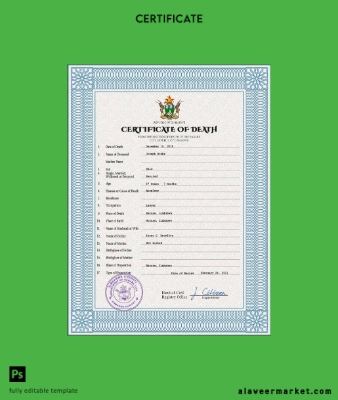 Zimbabwe death Sertifika PSD Şablon