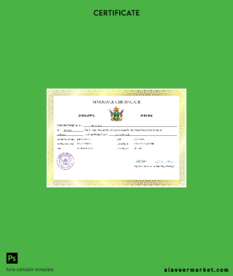 Zimbabwe marriage Sertifika Word and PDF Şablon