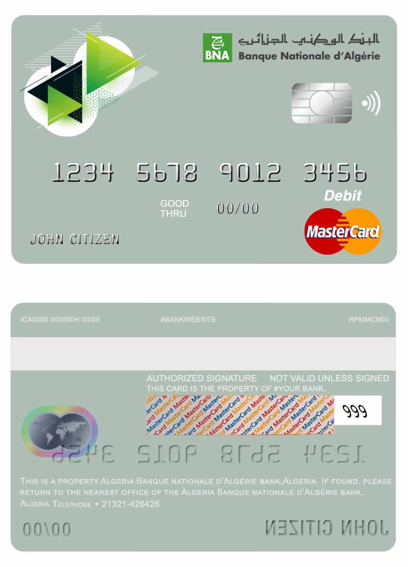 Algeria Banque Nationale d_Alg_rie (BNA) bank master debit card