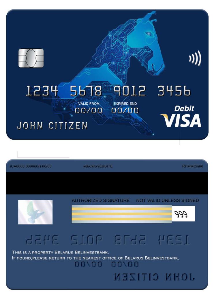 Belarus Belinvest bank visa card screen