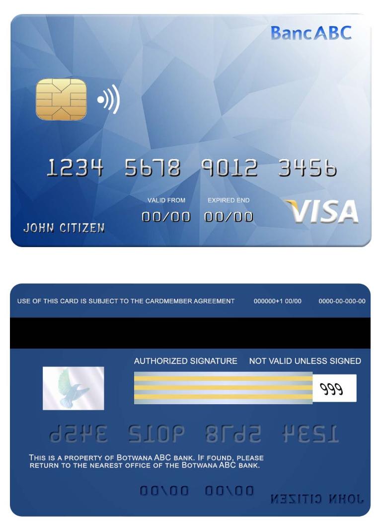 Bostwana ABC bank visa card