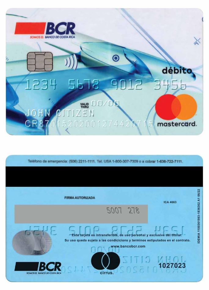 Costa Rica BCR bank mastercard