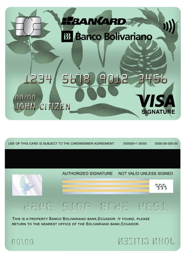 Ecuador Bolivariano bank visa signature card
