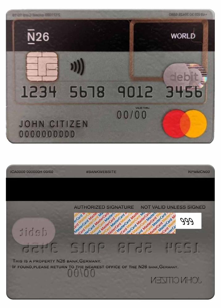 Germany N26 bank debit mastercard