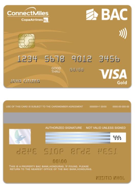 Honduras BAC Bank visa gold card