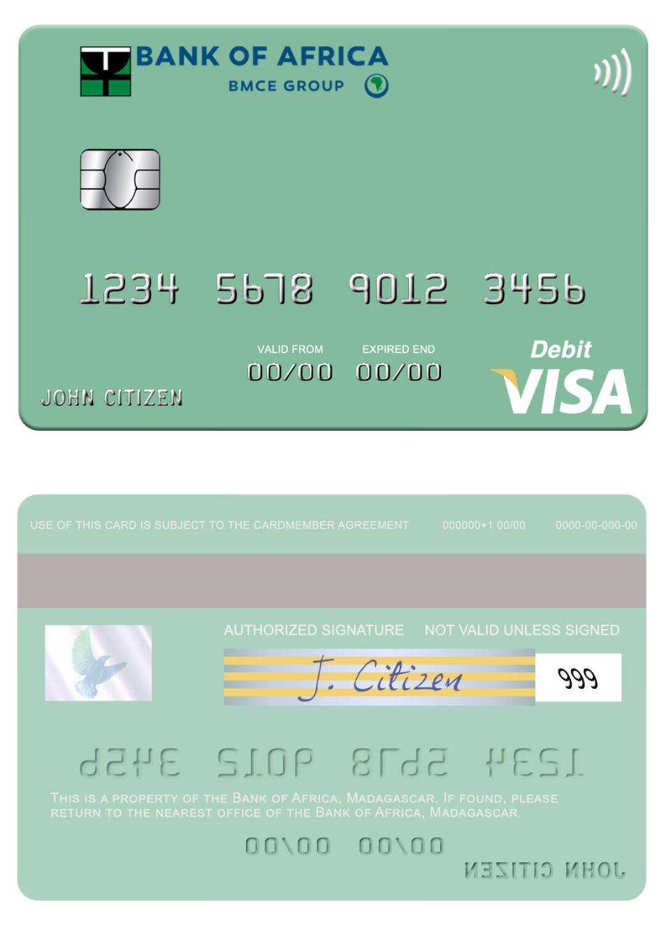 Madagascar Bank of Africa visa debit card
