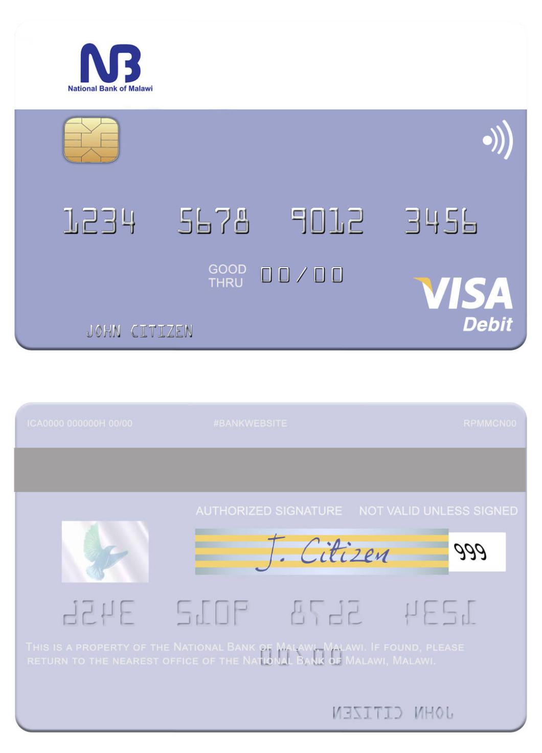 Malawi National Bank of Malawi visa debit card