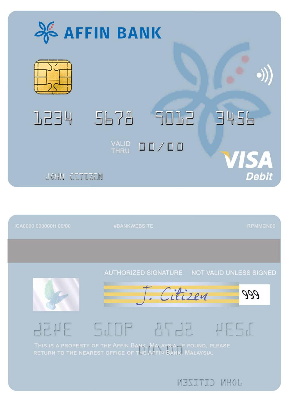 Malaysia Affin Bank visa debit card