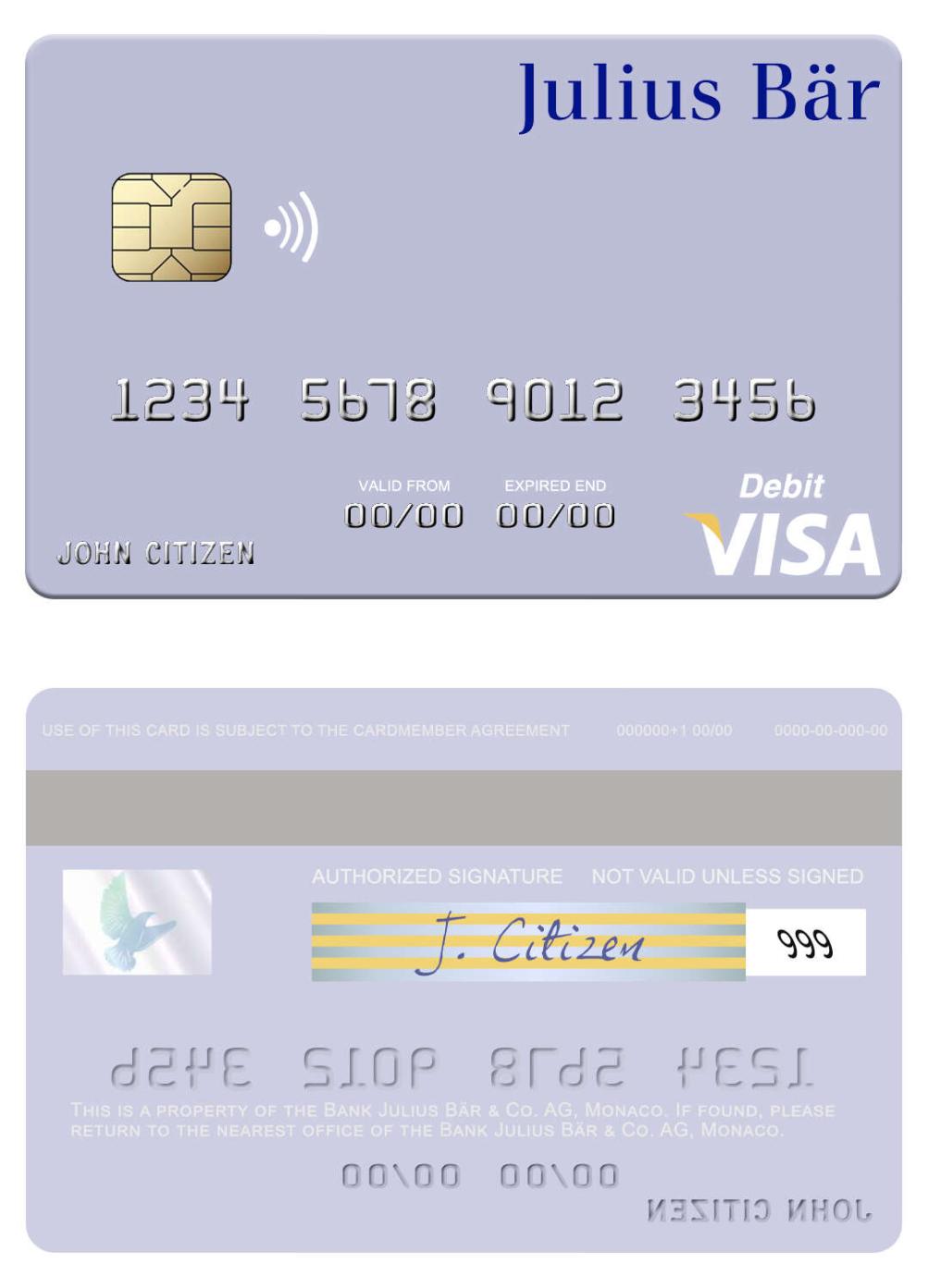 Monaco Bank Julius B_r & Co. AG visa debit card