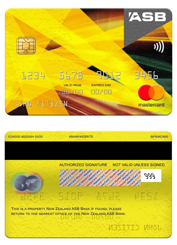 New Zealand ASB Bank mastercard