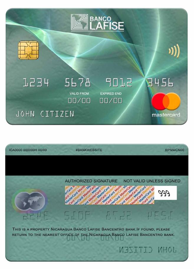 Nicaragua Banco Lafise Bancentro bank mastercard screen