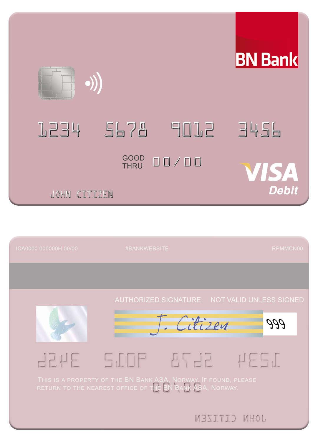 Norway BN Bank ASA visa debit card