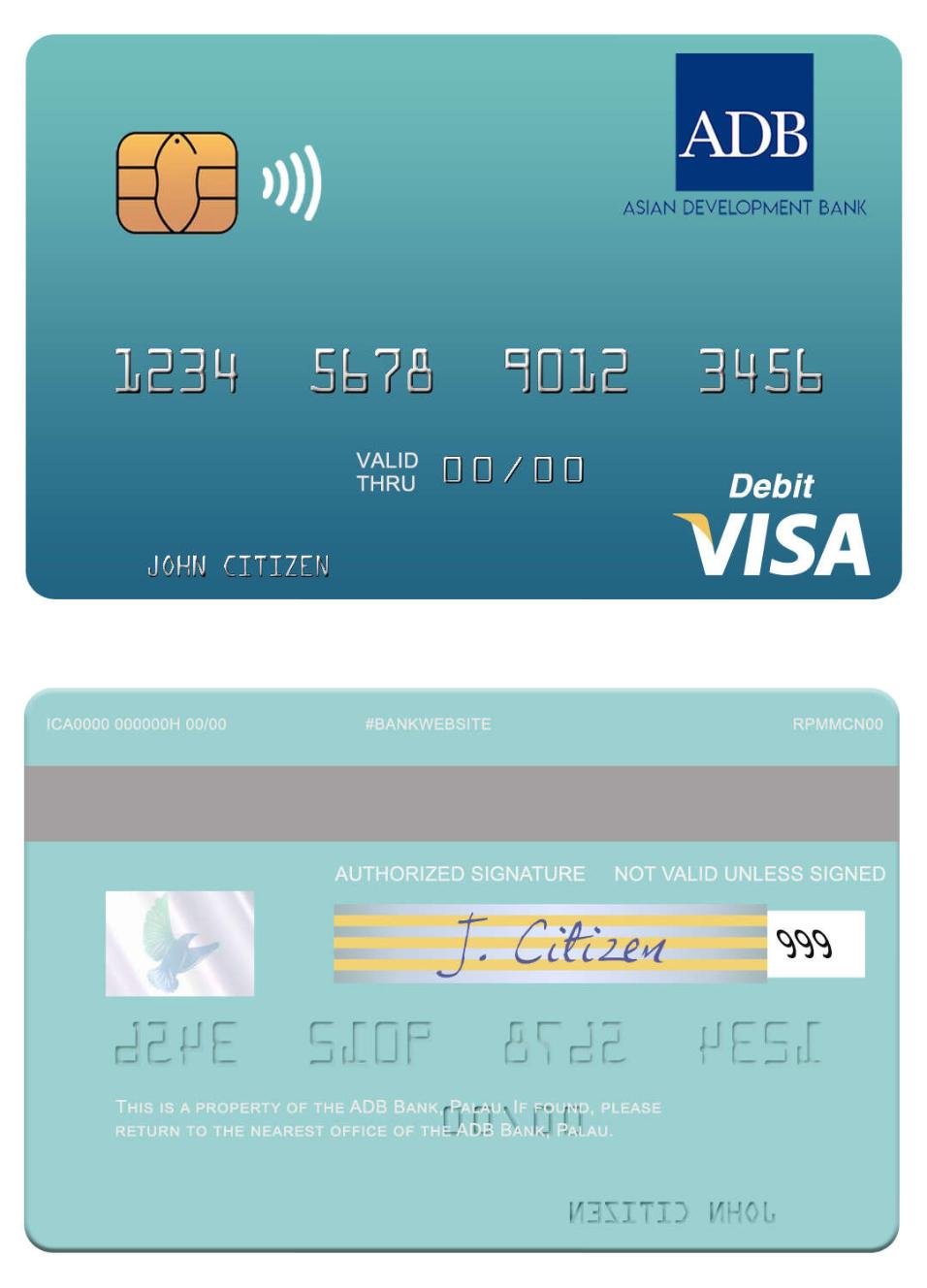 Palau ADB Bank visa debit card