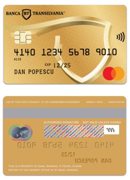Romania BT Bank gold debit mastercard