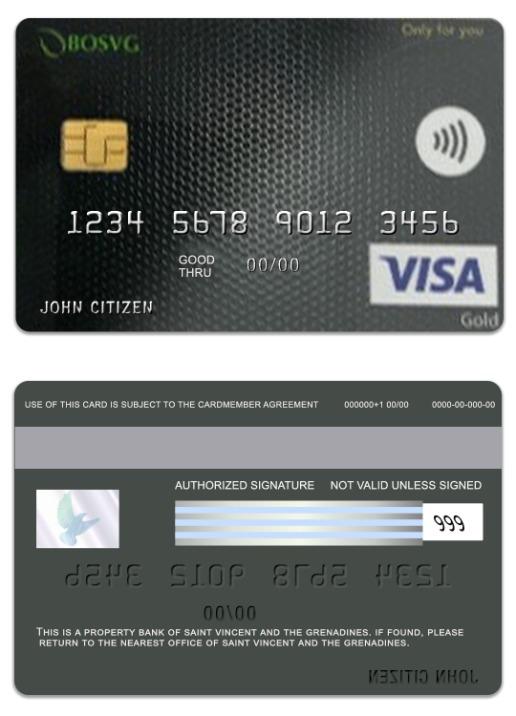 Saint Vincent and The Grenadines BOSVG visa gold card