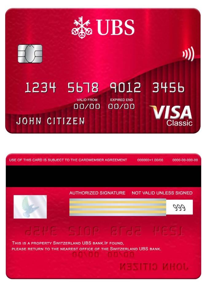 Switzerland UBS bank visa classic card