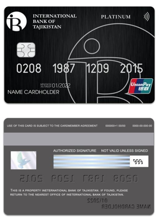 Tajikistan International Bank of Tajikistan UniPay platinum card