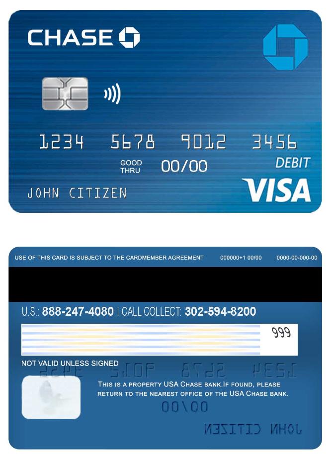 USA Chase bank visa debit card 2