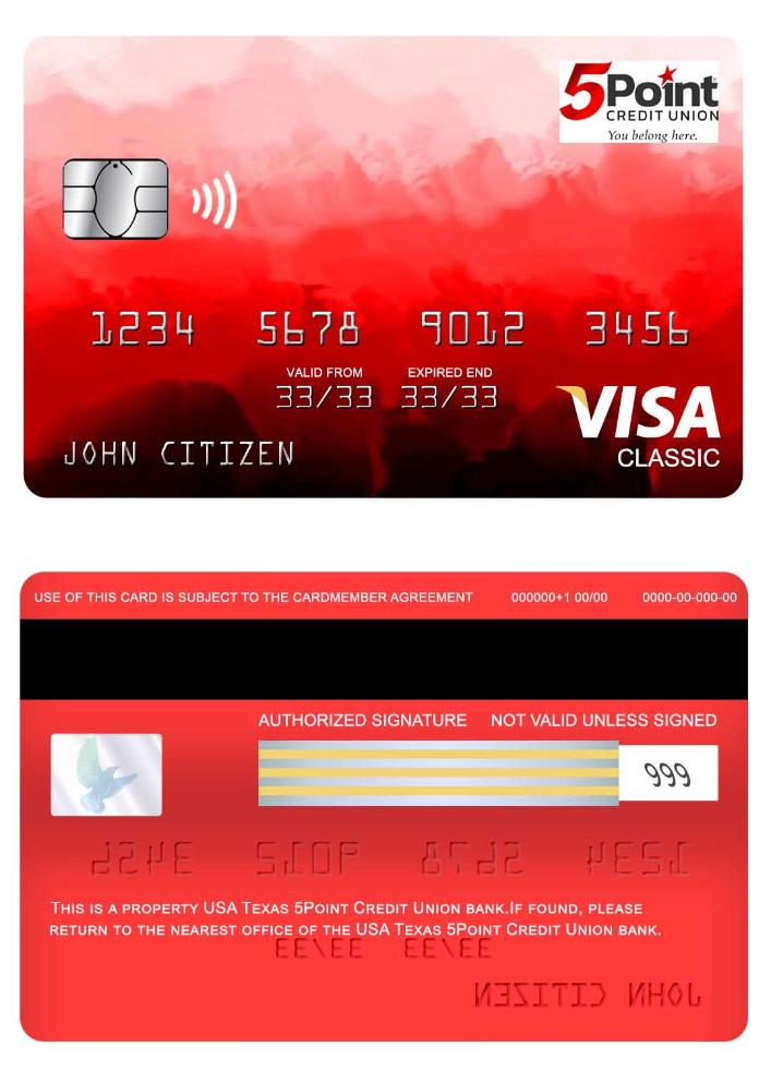 USA Texas 5Point Credit Union bank visa classic card