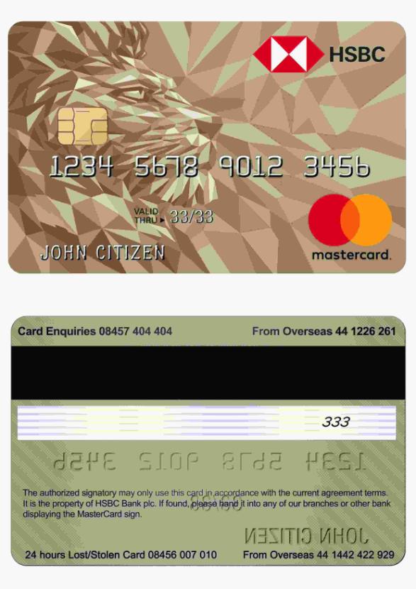 United Kingdom HSBC Gold mastercard credit card