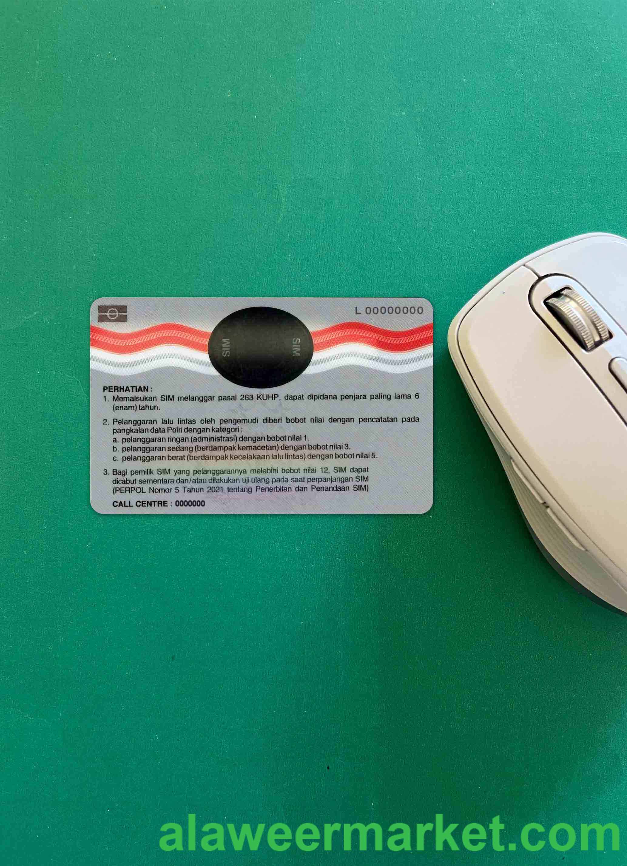 Indonesia driving license (2019 - present) photolook BACK
