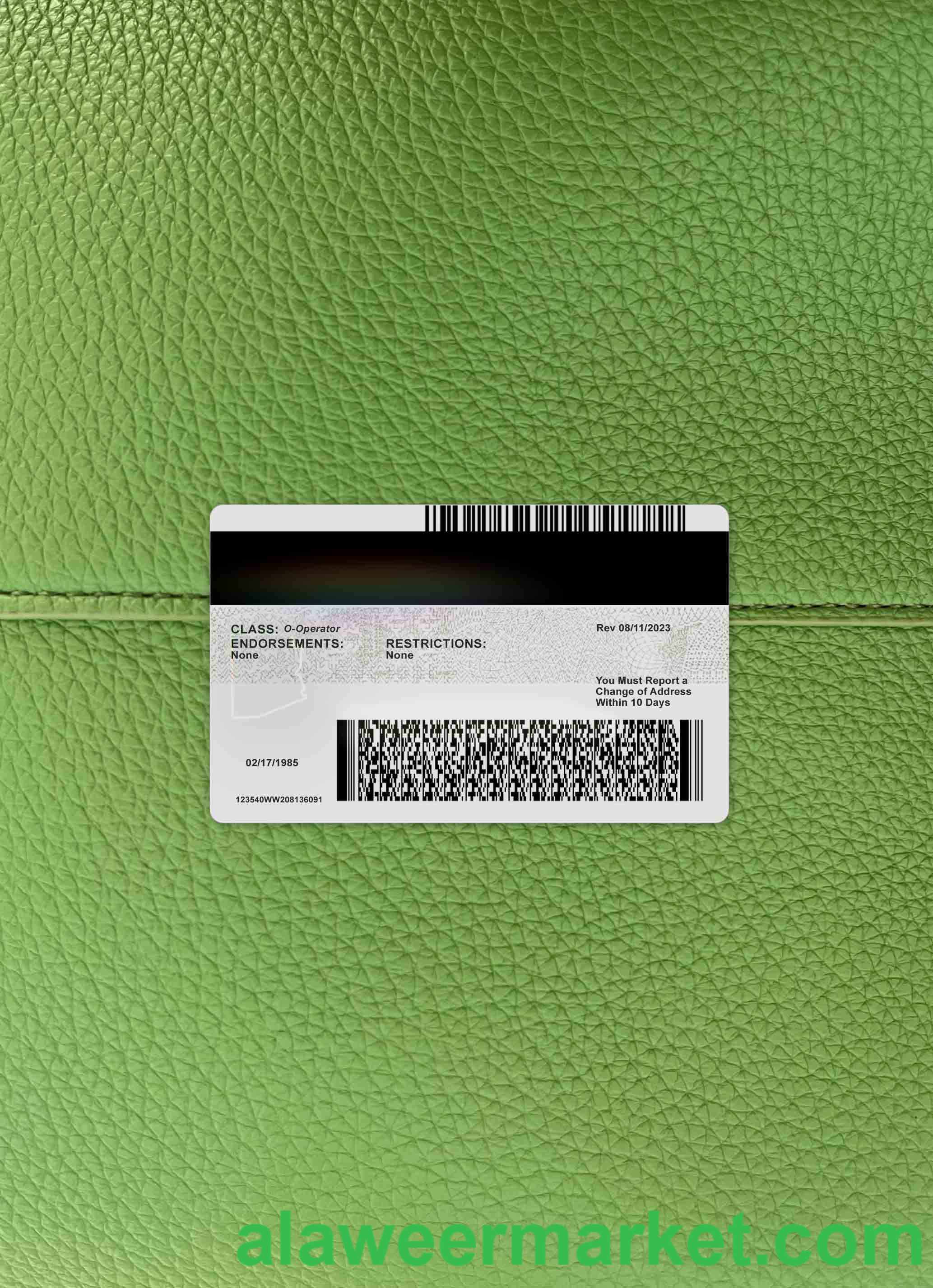 USA Arizona driving license under 21 version 2 photolook BACK